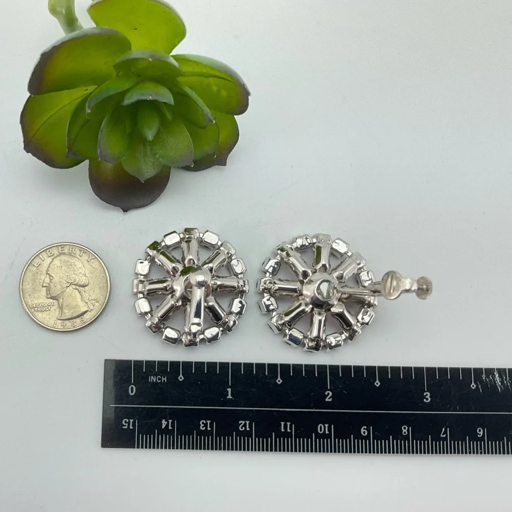 Coro Earrings, Signed, Pink AB & Gray Rhinestone Crystals, MCM, Super Sparkly